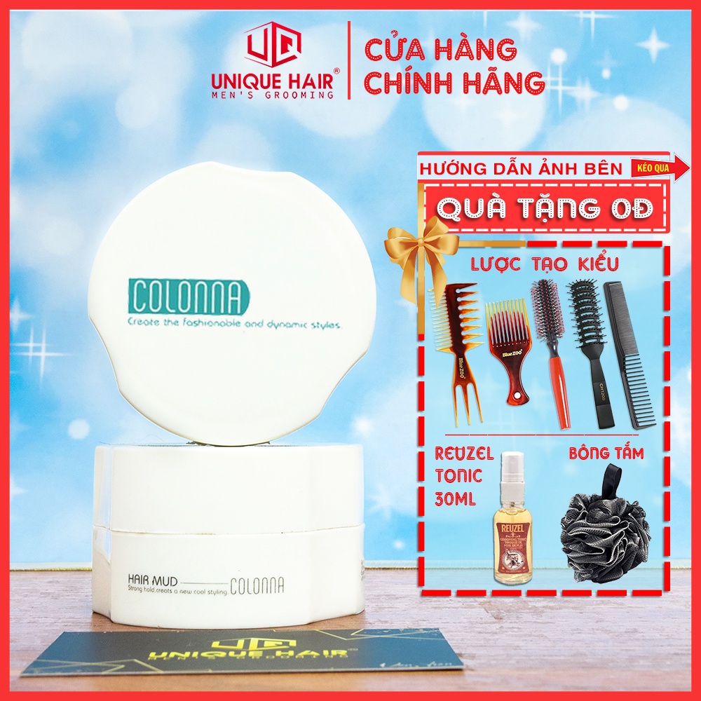 [HÀNG CHUẨN- STORE HÀ NỘI] Sáp vuốt tóc giữ nếp Colonna Hair Mud 80g + Tặng Lược Chaoba tạo kiểu cao cấp.