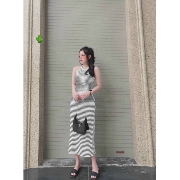 {Freeship} Kèm ảnh thật Đầm thun gân suông ôm Nhẹ Body dáng dài sọc rằn sát nách | BigBuy360 - bigbuy360.vn