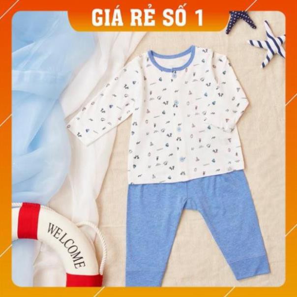 Hàng chính hãng BỘ DÀI TAY CÚC GIỮA HOẠ TIẾT CHAANG NG (vải mỏng)/6-12m