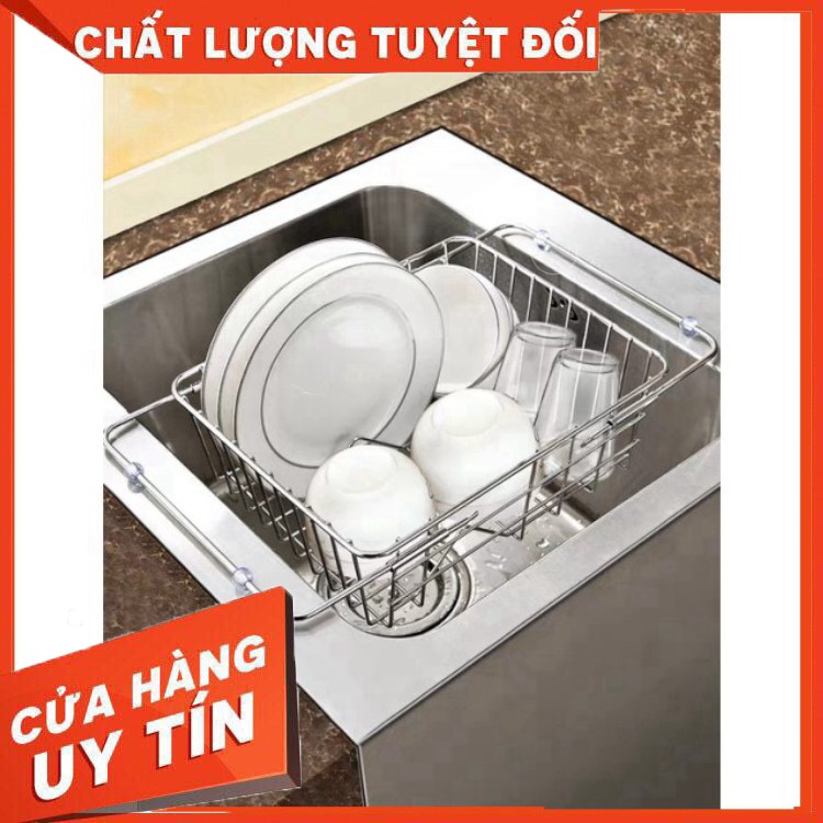 [ Hàng Chính Hãng ] RỔ ÚP CHÉN BÁT INOX 304 để NGANG bồn rửa.