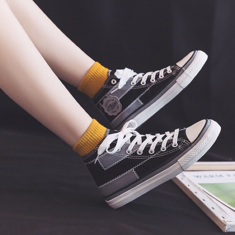 [Mã WAMT2405 giảm 10K đơn 0K] Giày nữ cao cổ ngôi sao đế phối chữ kí chất vải mềm nữ tính ( lưu ý đây cao cổ ) | BigBuy360 - bigbuy360.vn