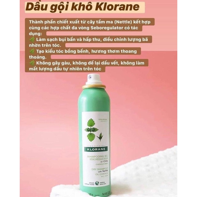 Xịt dầu gội khô Klorane 150ml
