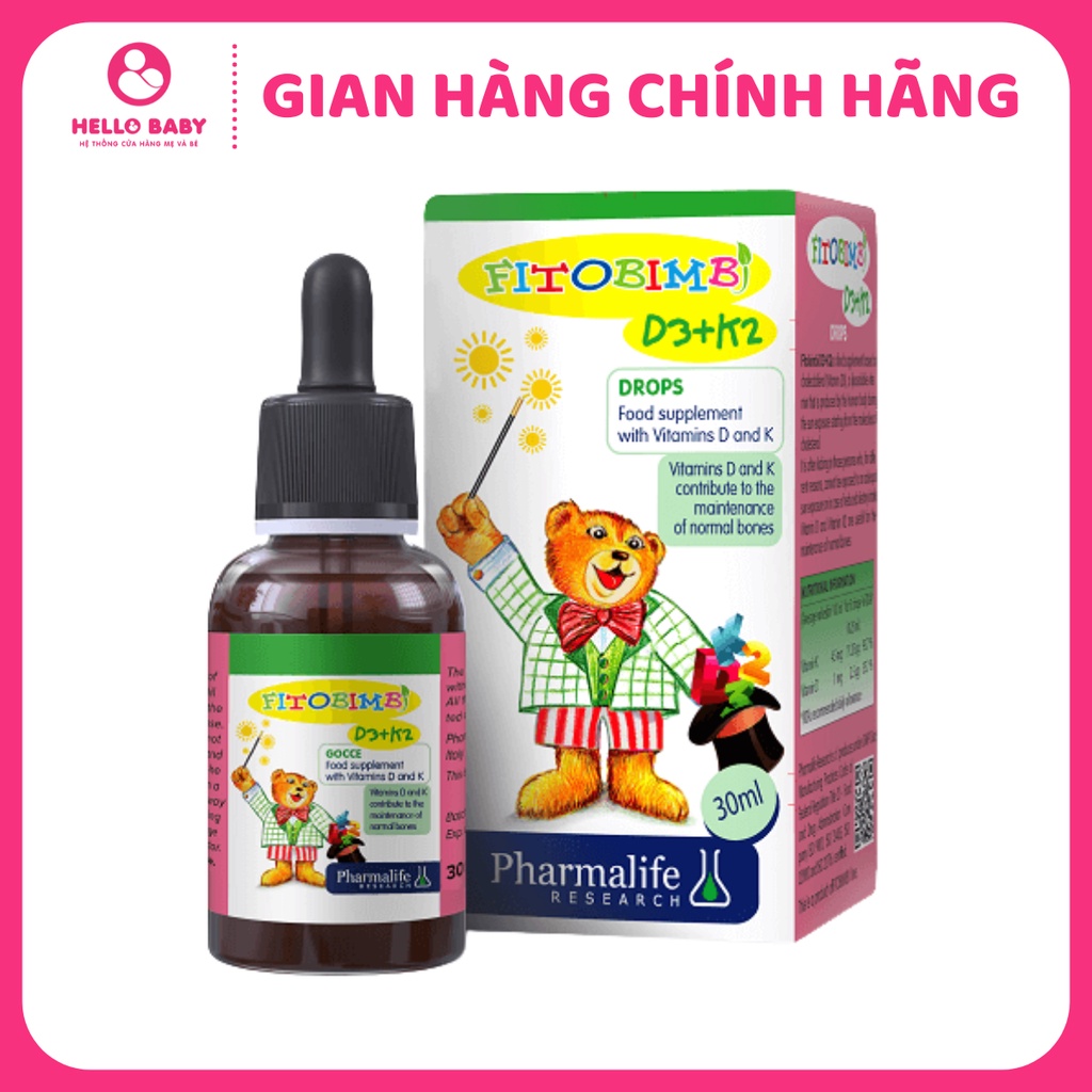 Fitobimbi D3+K2 - Bổ Sung Vitamin D3K2 Giúp Hấp Thụ Canxi Vào Xương Răng Chắc Khỏe