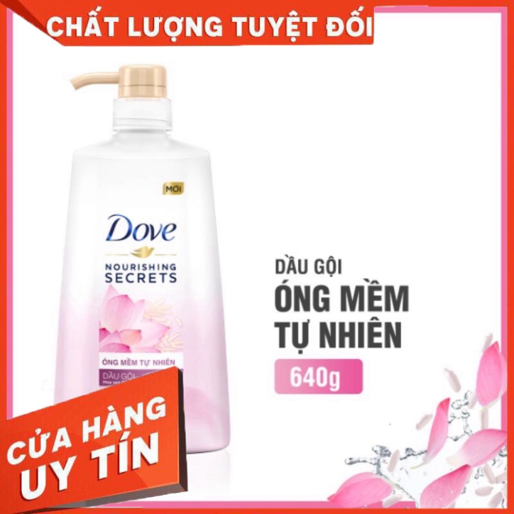 DẦU GỘI  DOVE  HOA SEN  VÀ NƯỚC GẠO 640G Óng mềm tự nhiên