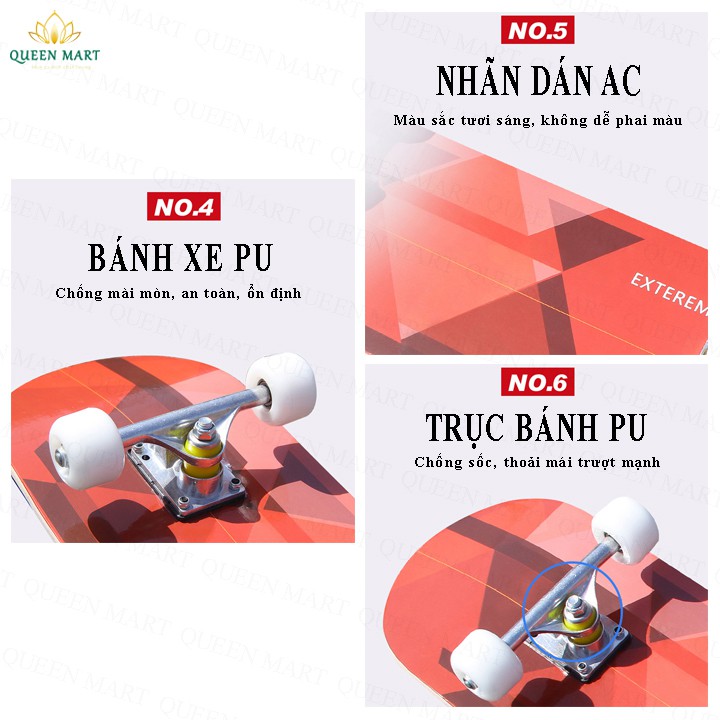 VÁN TRƯỢT THỂ THAO 7 LỚP GỖ PHONG ÉP MẶT NHÁM – VÁN TRƯỢT SKATEBOARD TIẾP SỨC ĐAM MÊ TLP96