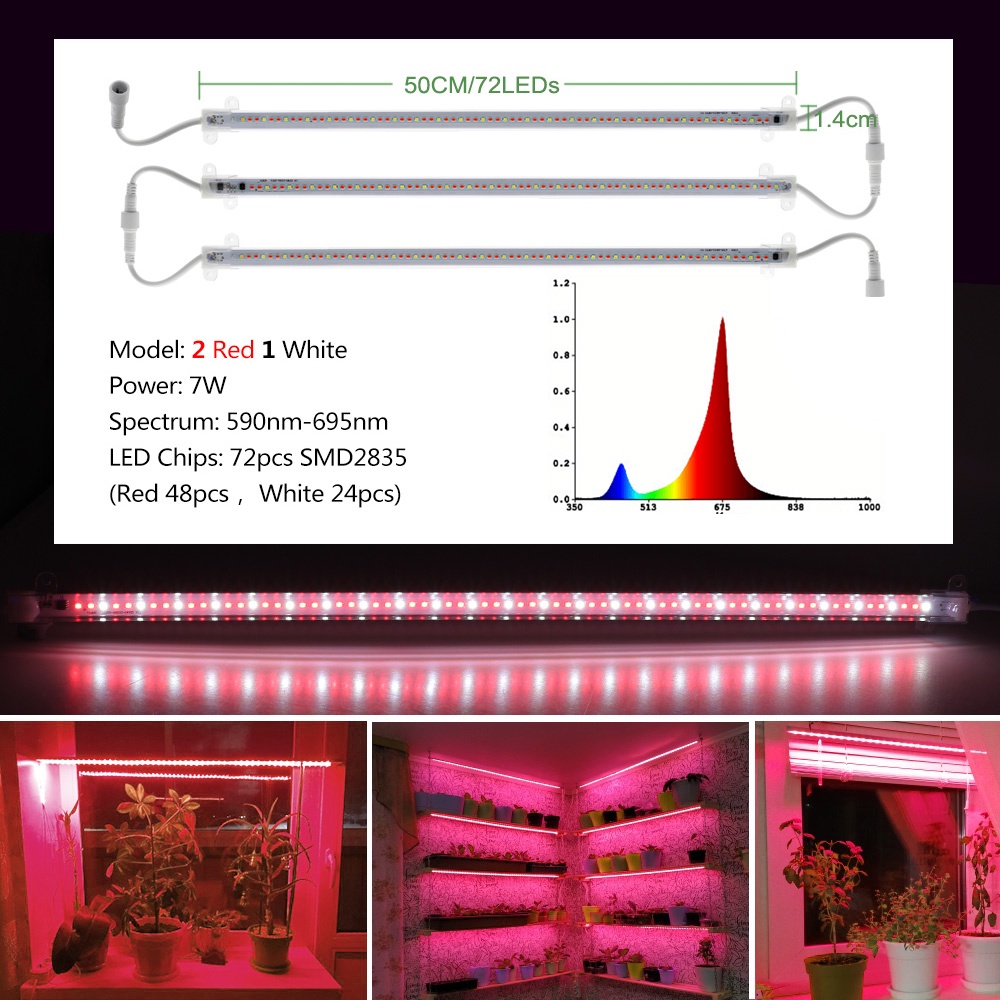 Thanh Đèn LED Kích Thích Tăng Trưởng Thực Vật AC220V 72leds Chống Thấm Nước