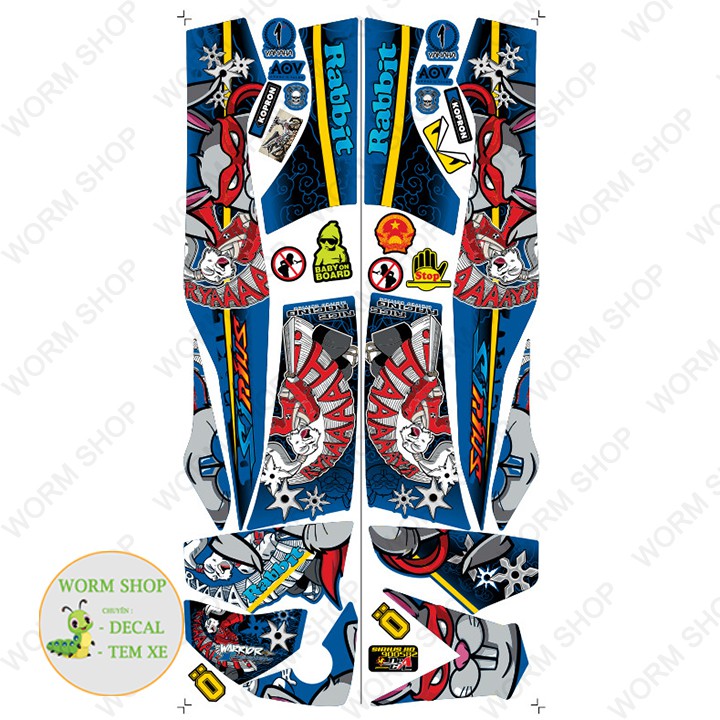 Tem Rời Sirius 110 & 50cc RABBIT - Tem dán xe Sirius 3 lớp cao cấp