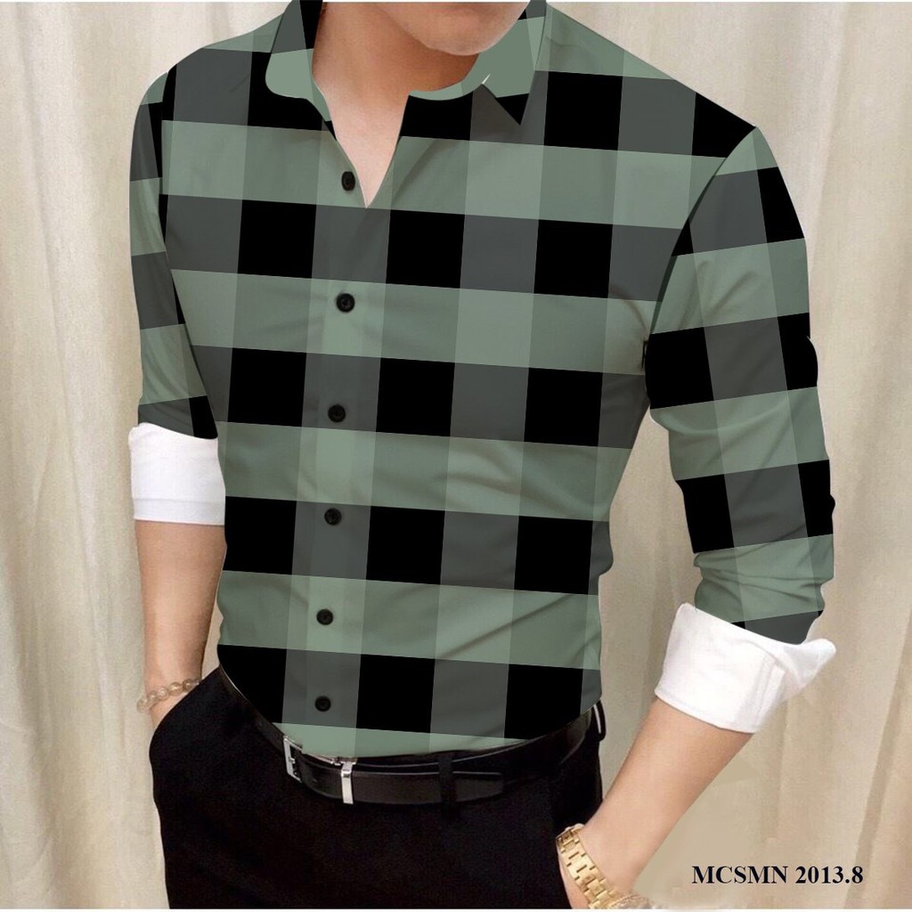 ÁO SƠ MI NAM TAY DÀI PHỐI SỌC CARO CÁ TÍNH, VẢI MỀM MẠI, CHỐNG NHĂN, SIZE M-6XL TỪ 40-90KG