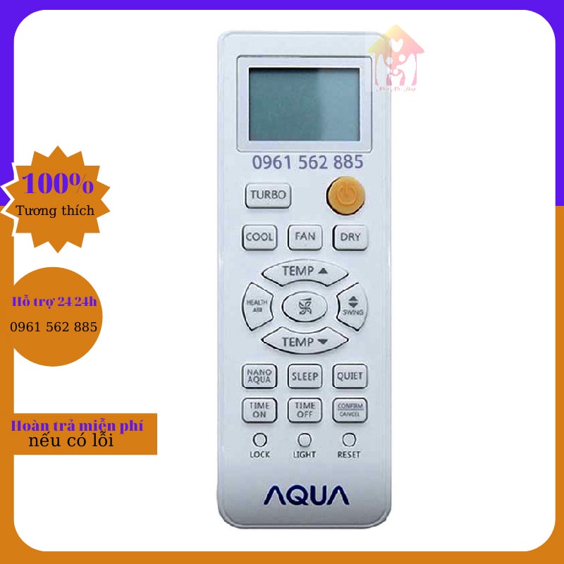 Điều Khiển Remote Máy Lạnh Điều Hòa AQUA Nút Cam (Loại 1) Chính Hãng Giá Rẻ