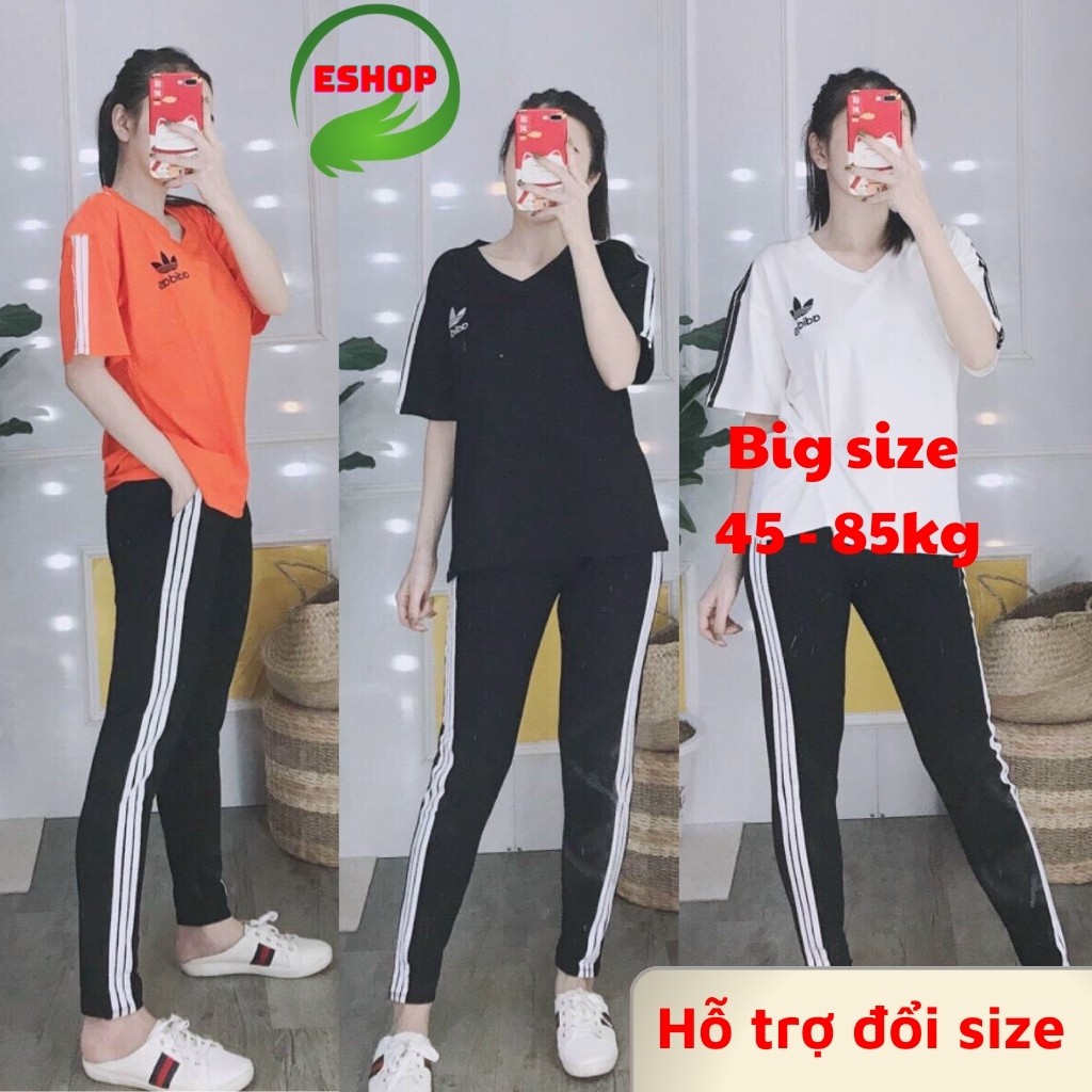 Đồ bộ đồ mặc nhà nữ bigsize 45 -85kg Đồ bộ nữ cotton co giãn ESHOP DB11 thể thao Sét bộ thun nữ đẹp mùa hè quần dài