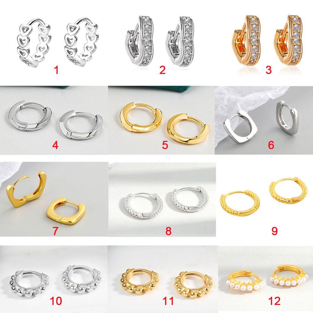 ROSE Bông Tai Mạ Bạc 925 Đính Pha Lê Sang Trọng