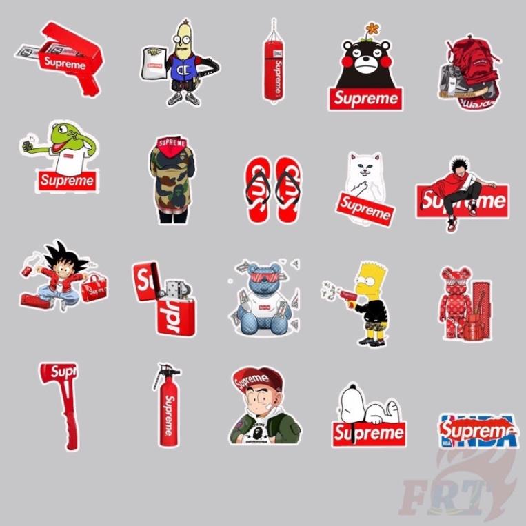 Bộ Sticker Supre đỏ cá tính chống nước dán trang trí vali mũ bảo hiểm xe máy