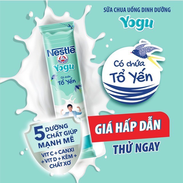 10 bịch sữa chua tổ yến 85ml-Sữa chua uống dinh dưỡng Nestlé Yogu