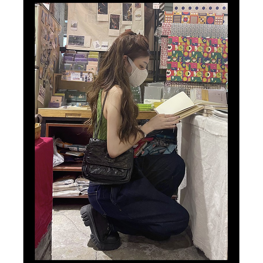 Xiaozhainv Áo Yếm Croptop Dệt Kim Sát Nách Thoáng Khí Thời Trang Mùa Hè Cho Nữ