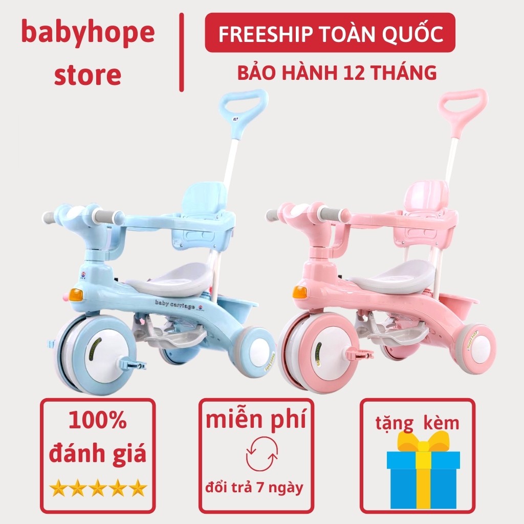 [QUÀ TẶNG]xe đẩy 3 bánh có cần đẩy cho bé 618