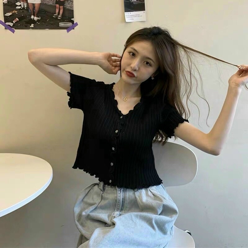 áo crtop viền bèo