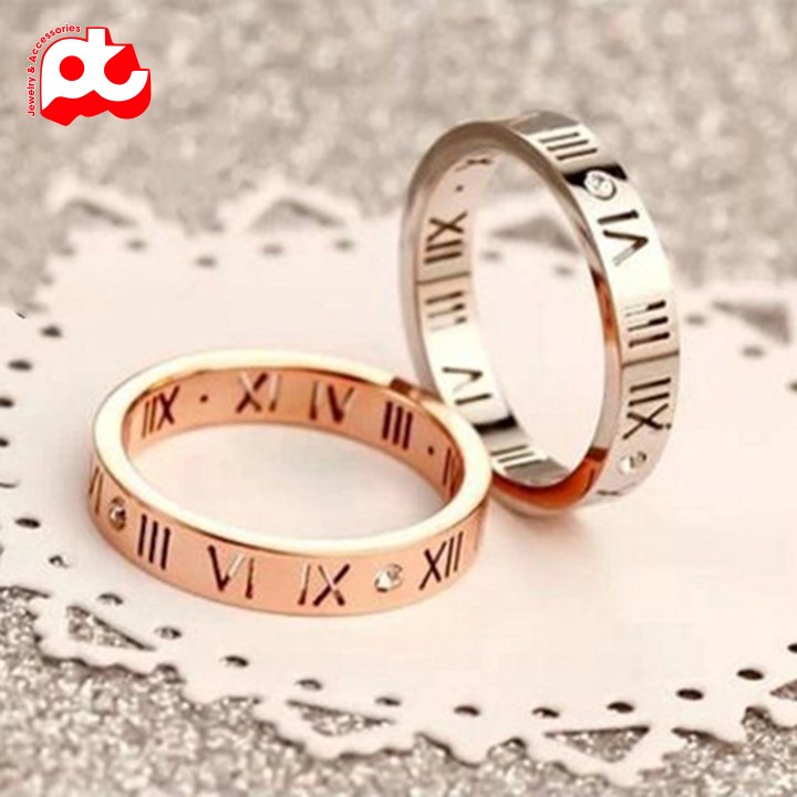 Nhẫn titan nữ số la mã cách điệu cao cấp thép không gỉ titanium