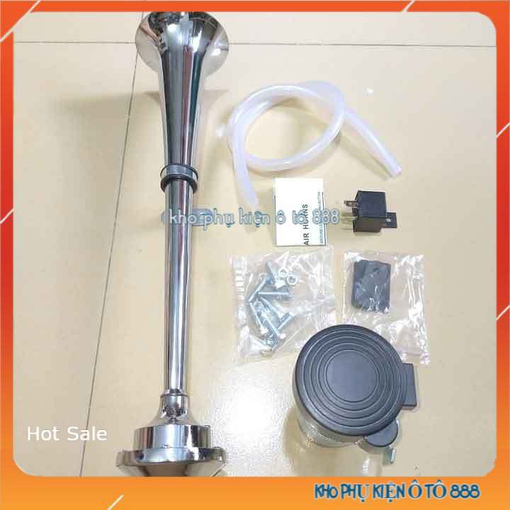 Còi Sinh Hơi Ô Tô Mạ Chrome Không Gỉ HW-1207A 60W Dài 38Cm Điện 12/24V