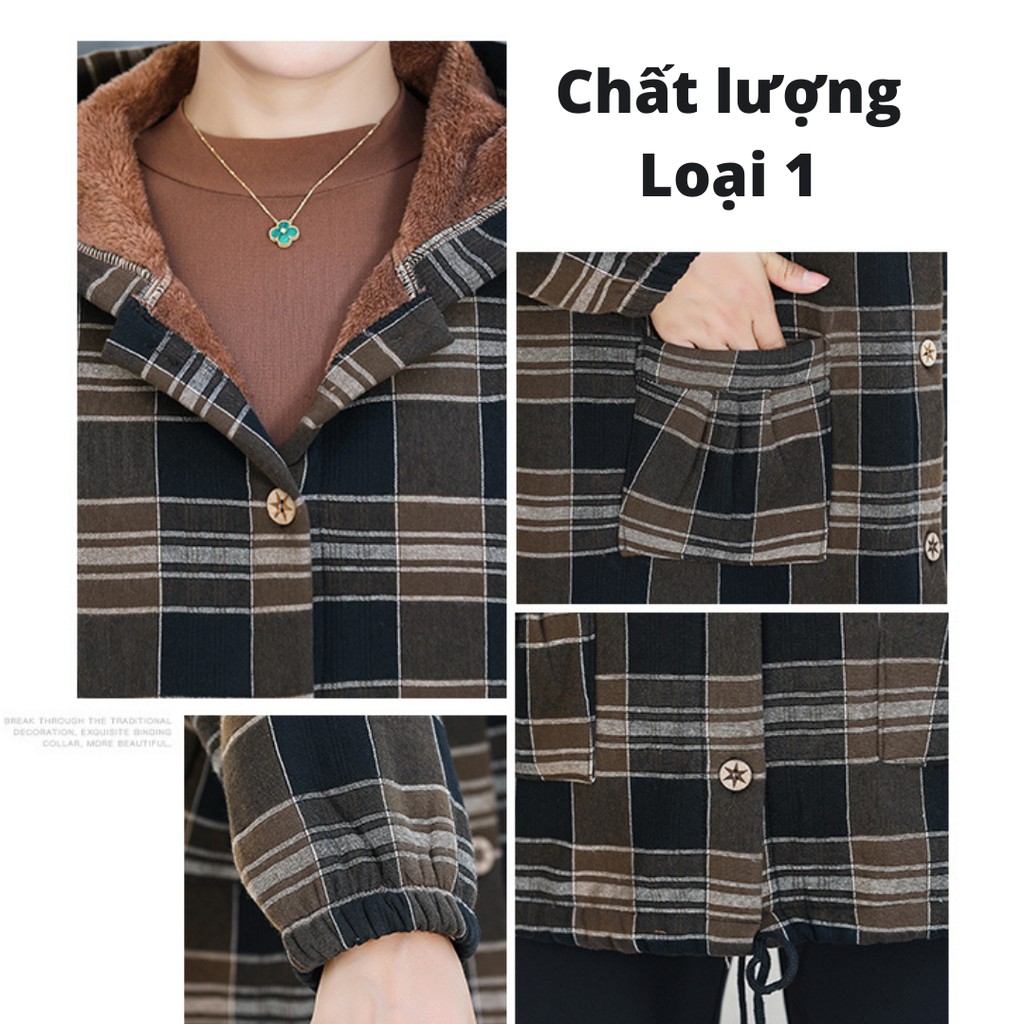 (CÓ SẴN - SHIP NGAY) Áo khoác nữ trung niên lót nỉ lông mũ trùm đầu, dày dặn ấm cho bà, mẹ mẫu mới xuân thu đông | BigBuy360 - bigbuy360.vn