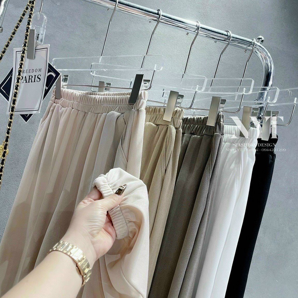 Quần jogger thun tăm Quần ống rộng bo gấu Junnie Closet