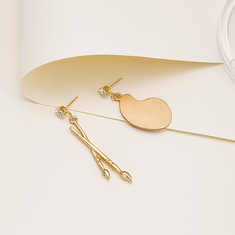 Bông Tai Kim Bạc 925 Hình Bảng Vẽ Vui Nhộn Phong Cách Retro Hàn Quốc