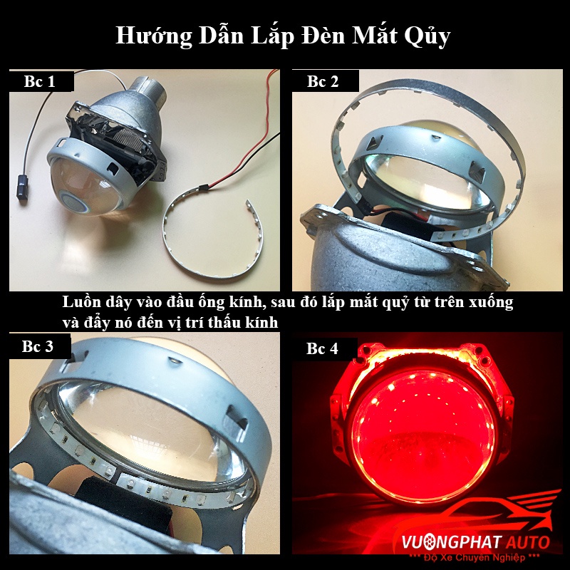 Vòng Led Mắt Quỷ Lắp Bi Cầu Led, Độ Đèn Led Mắt Quỷ Nhiều Màu Cho Ô Tô Xe Máy - Vượng Phát Auto Cam Kết Chính Hãng