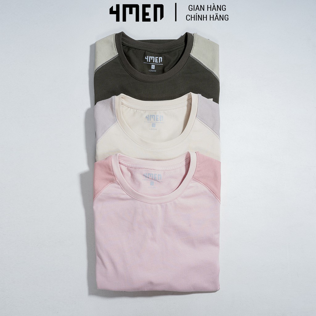 Áo Thun Nam Phối Raglan 4MEN Gắn Nhãn Cao Cấp AT036 - Hàng mới về