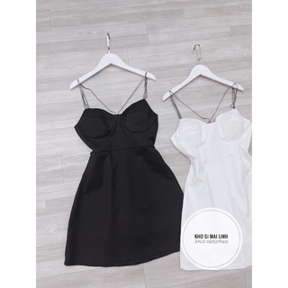 Đầm hay dây viền đá 2 màu đen,trắng