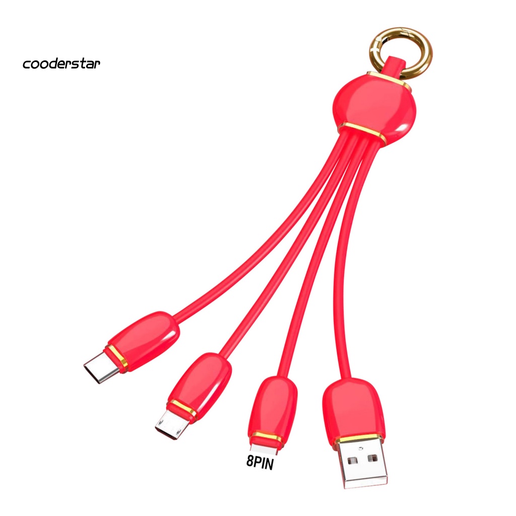 Dây Cáp Sạc Dữ Liệu Micro USB / Type-C / 8Pin Đa Năng Có Móc Khóa Tiện Dụng