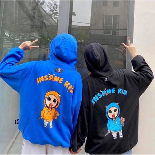 INSANE KID HOODIE - màu xanh coban - ÁO HOODIE NỈ NGOẠI INSANE ĐEN XANH 803