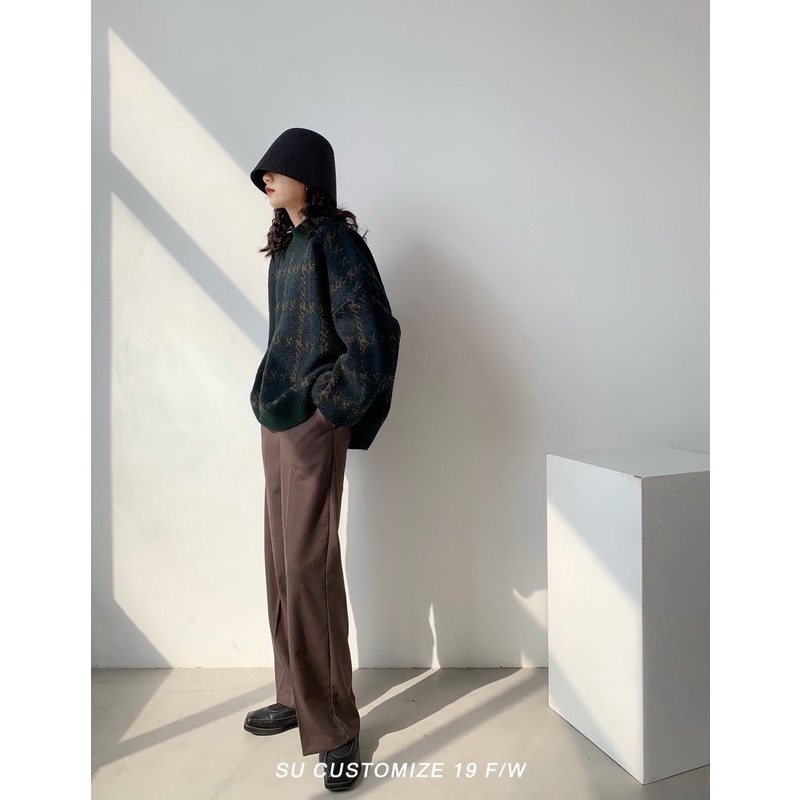 Xiaozhainv Áo sweater dệt kim dáng rộng tay lồng đèn kẻ sọc kiểu Hàn Quốc thời trang cho nữ | BigBuy360 - bigbuy360.vn