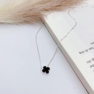 Bộ dây chuyền bạc nữ cỏ 4 lá đen Agape so hot- Dây chuyền cỏ 4 lá đen, bông tai cỏ 4 lá đen