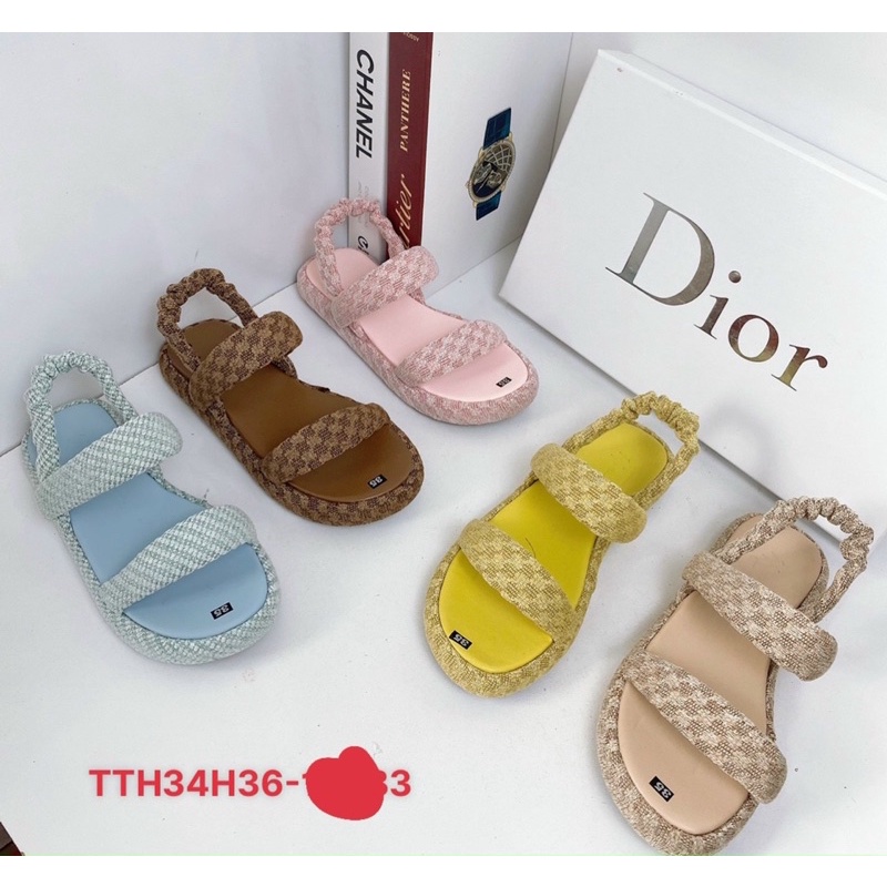 (Xả hàng lẻ size) Sandal xuồng nữ 2 phân MAILIAA 2 quai ngang caro