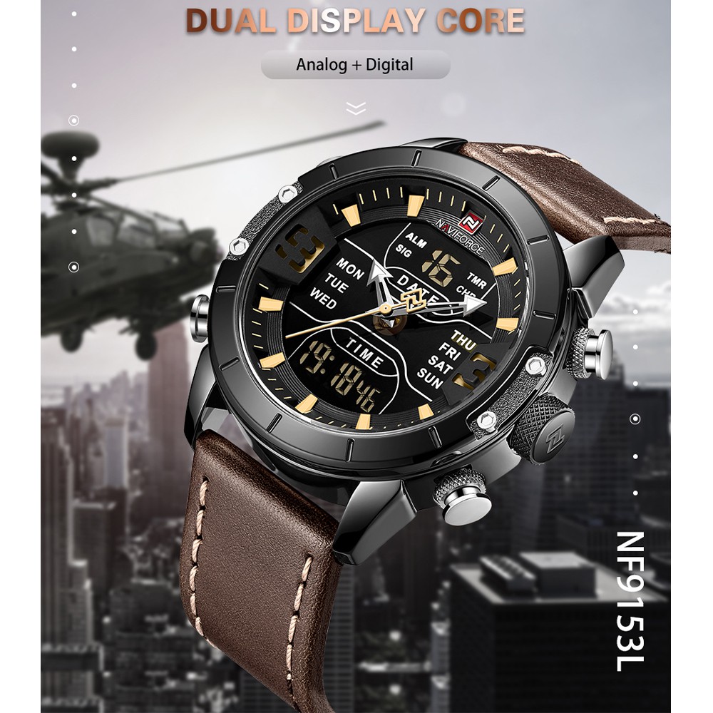 Đồng Hồ Analog Máy Quartz Dây Da Chống Thấm Nước NAVIFORCE Kiểu Dáng Thể Thao Cho Nam