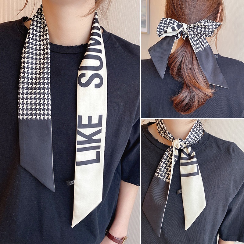 Thời Trang Pháp Vải Lụa Khăn Trùm Đầu Đơn Giản Ruy Băng Nơ Tóc Dây Retro Thanh Lịch Tóc Phụ Kiện