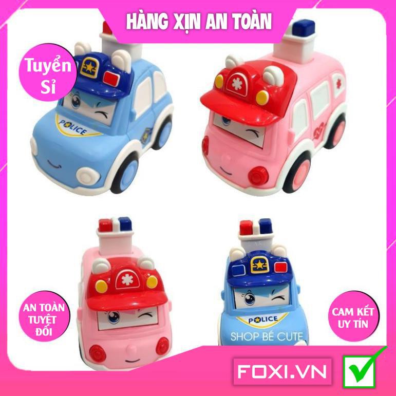 Xe đồ chơi cảnh sát police màu hồng và màu xanh siêu dễ thương cho các bé-Nhân vật hoạt hình siêu dễ thương đáng yêu