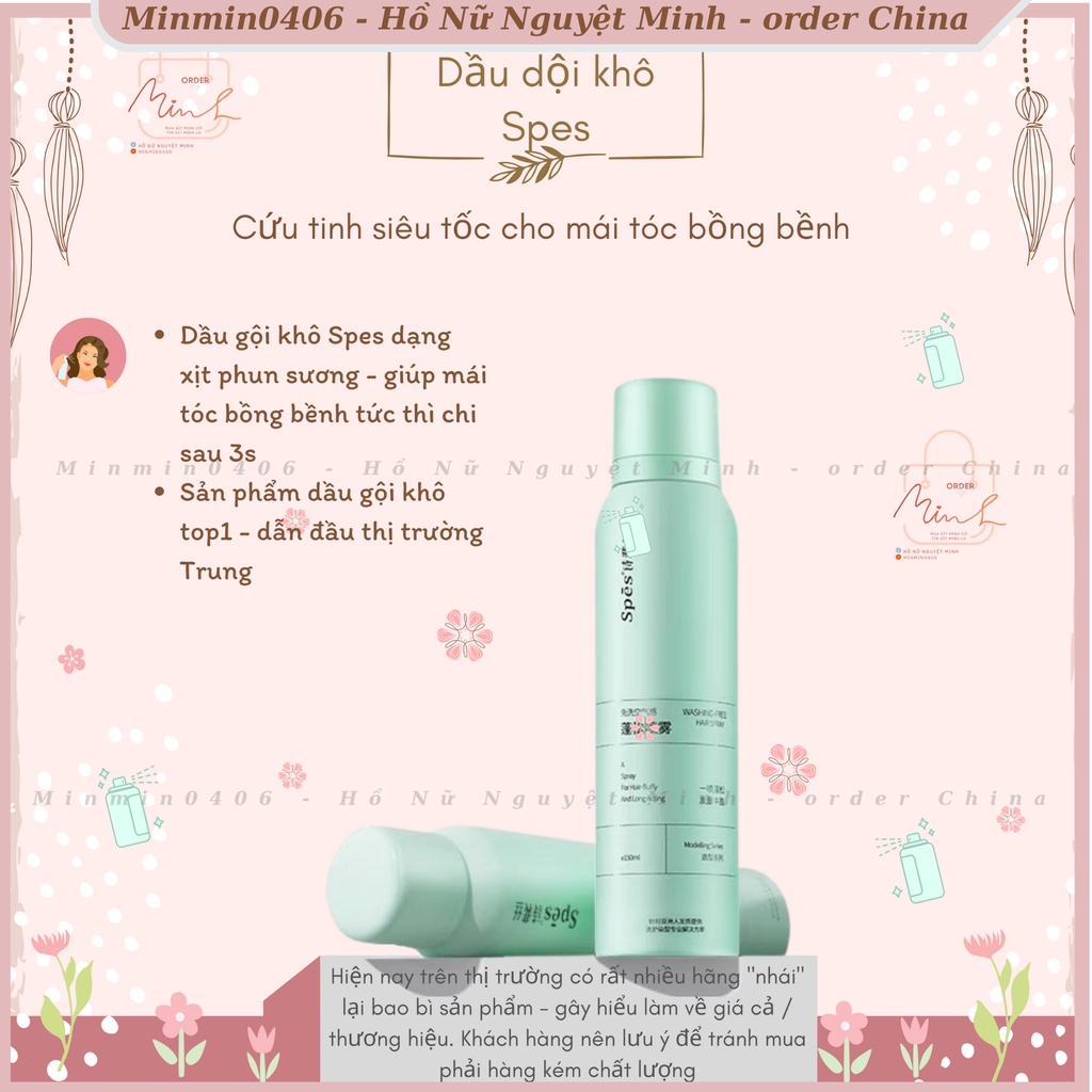 Dầu gội khô Spes 150ml chính hãng, hương chanh bạc hà thanh mát