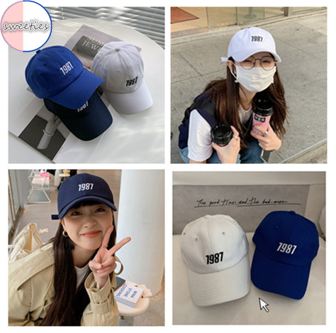 Mũ lưỡi trai thêu chữ 1987 phong cách retro thời trang cho nam và nữ