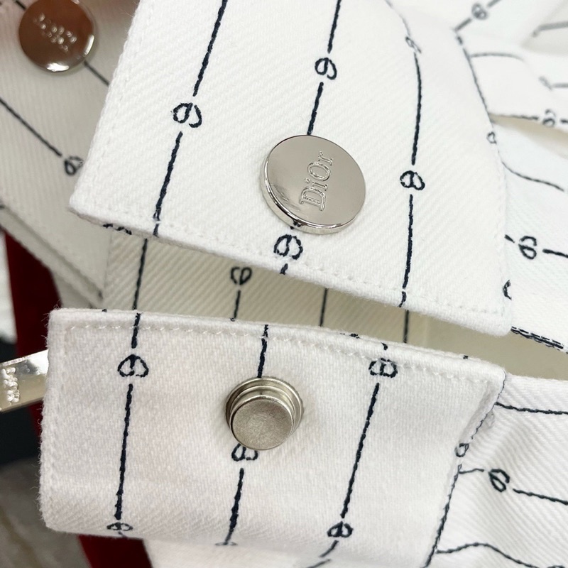 Áo sơ mi nữ dáng rộng hoạ tiết kẻ sọc thương hiệu Dior CD cao cấp