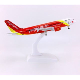 Máy bay mô hình Vietjet Air_A320 Airbus (20cm, có bánh xe)