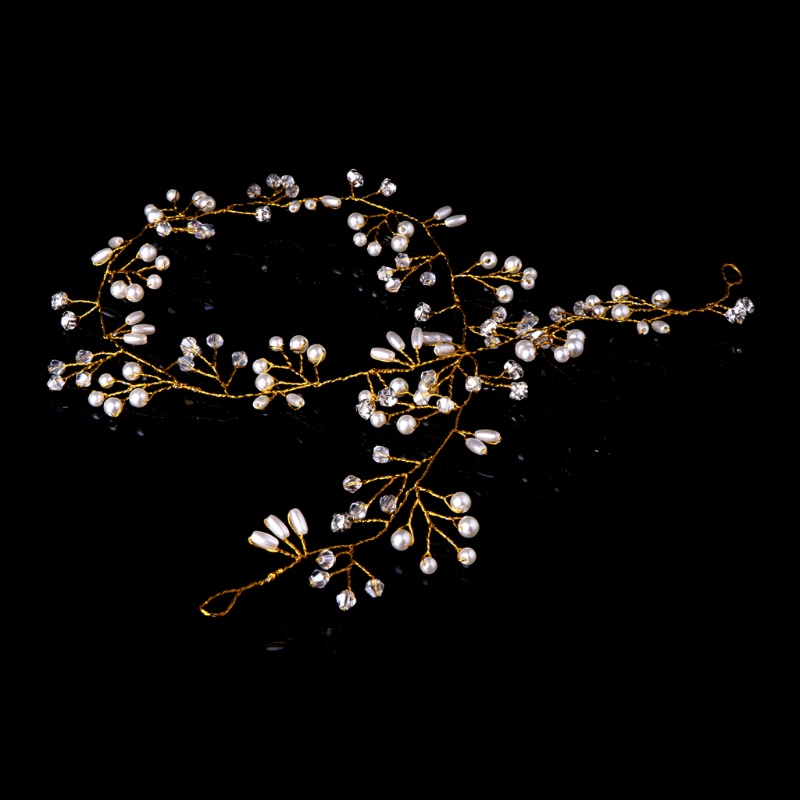Flgo Cài Tóc Bắt Mắt Chuỗi Hạt Ngọc Trai Giả Màu Bạc / Vàng Kim Sang Trọng Trang Trí Tóc Cô Dâu Trong Ngày Cưới