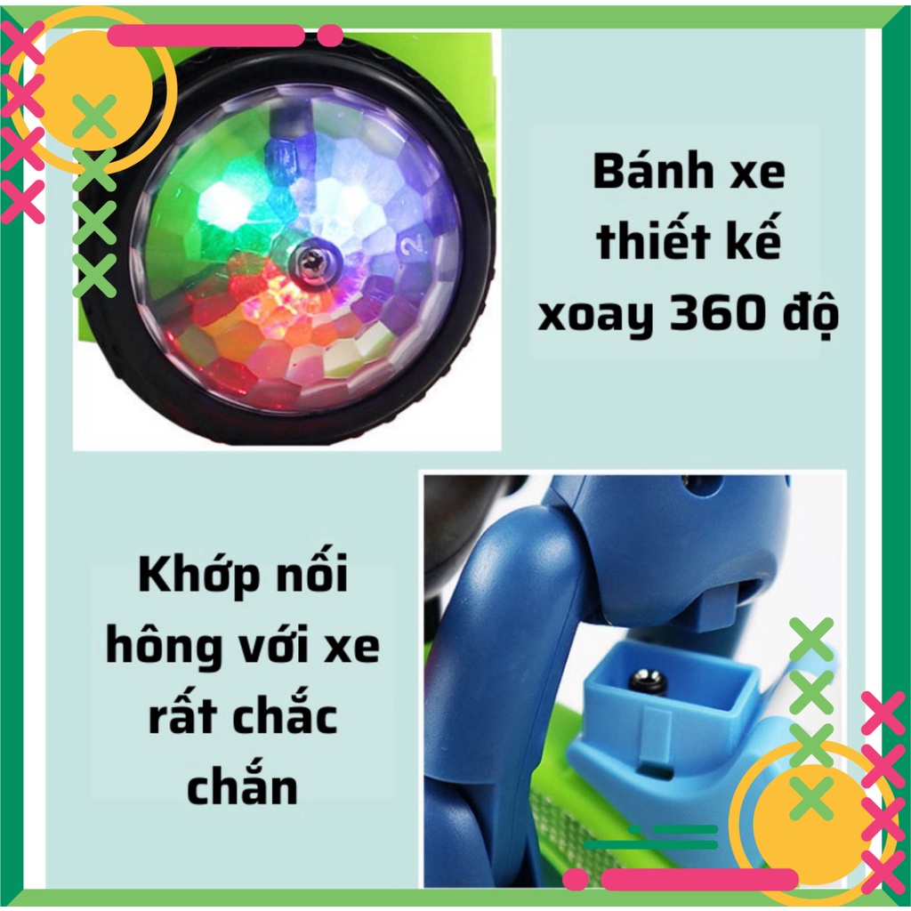 Đồ Chơi Em Bé Đạp Xe Xoay 360 Độ Có Đèn Và Phát Nhạc, cậu bé đạp xe shipper