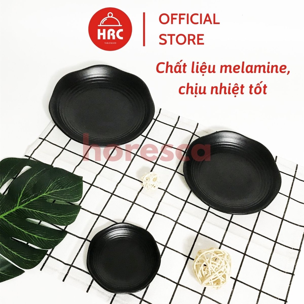 Đĩa tròn đen nhám (CAO CẤP) Đĩa melamine 100% tròn sâu lòng có vân đẹp