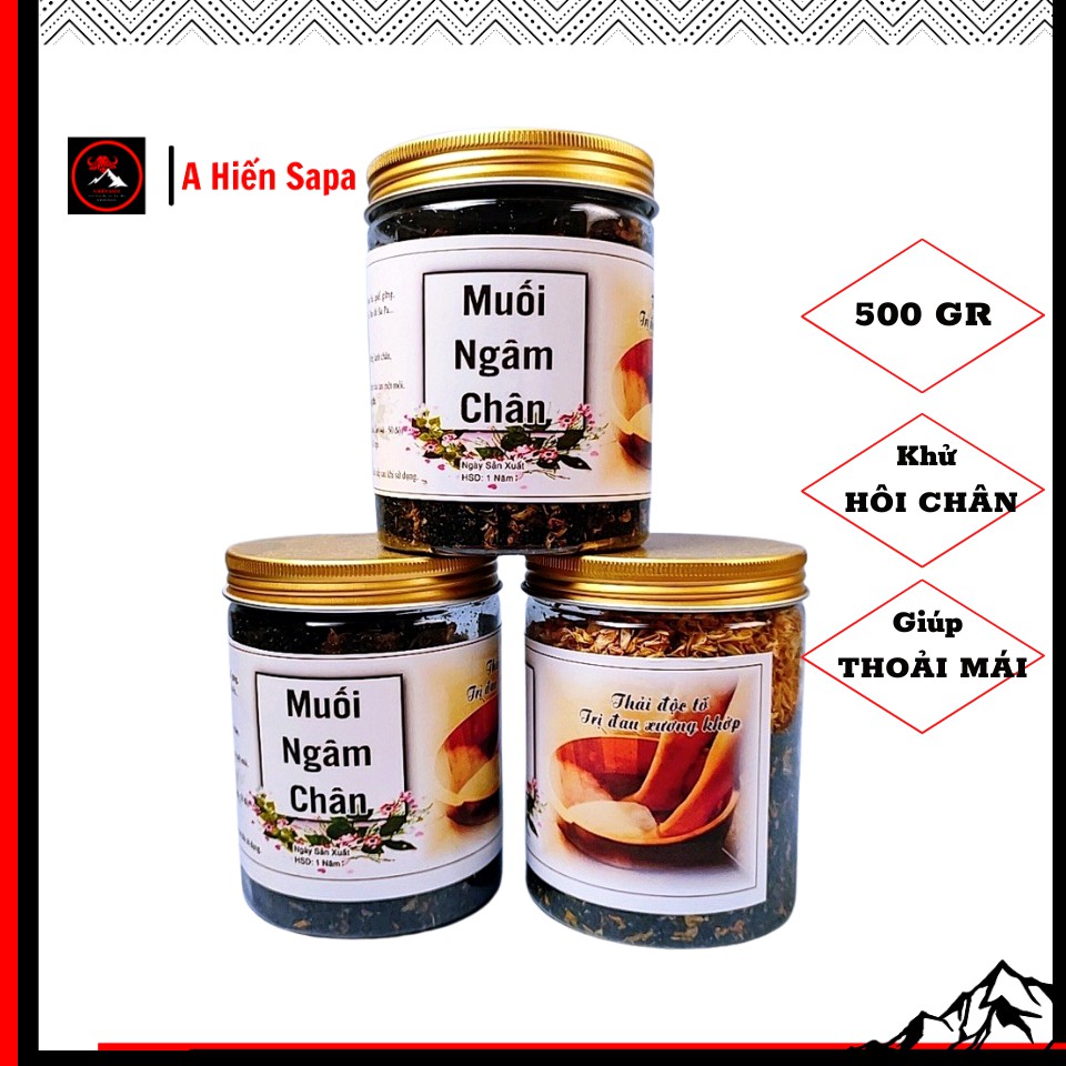 Muối ngâm chân thảo mộc lọ 500 gr, tạo cảm giác thoải mái, khử hôi chân.