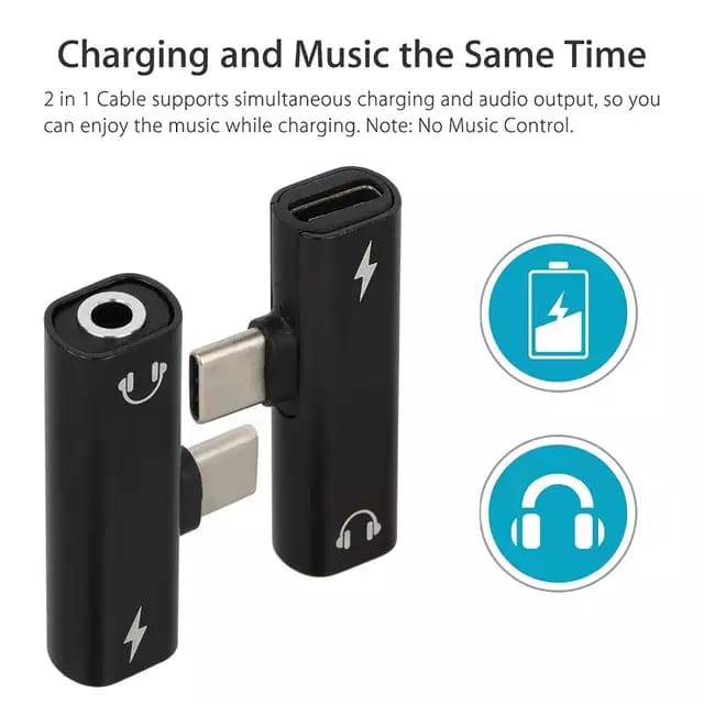 Đầu Chuyển Đổi 2 Trong 1 Từ Usb Type-c Sang 3.5mm Audio Aux & Charger Adapter