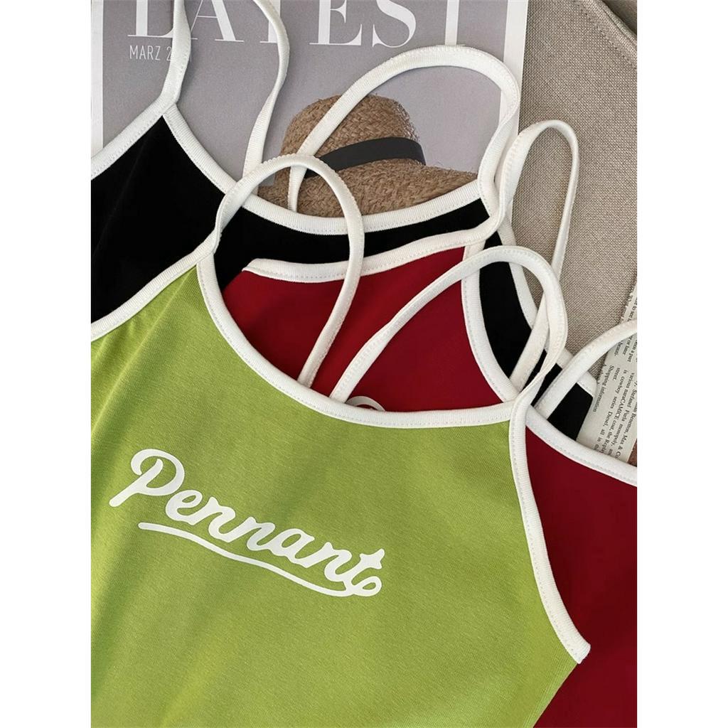 Áo Lửng Nhỏ Hai Dây Dáng Ôm Eo Cao Thời Trang Mùa Hè Cho Nữ Áo Thun Tay Ngắn Màu Trơn Kiểu Dáng Độc Đáo