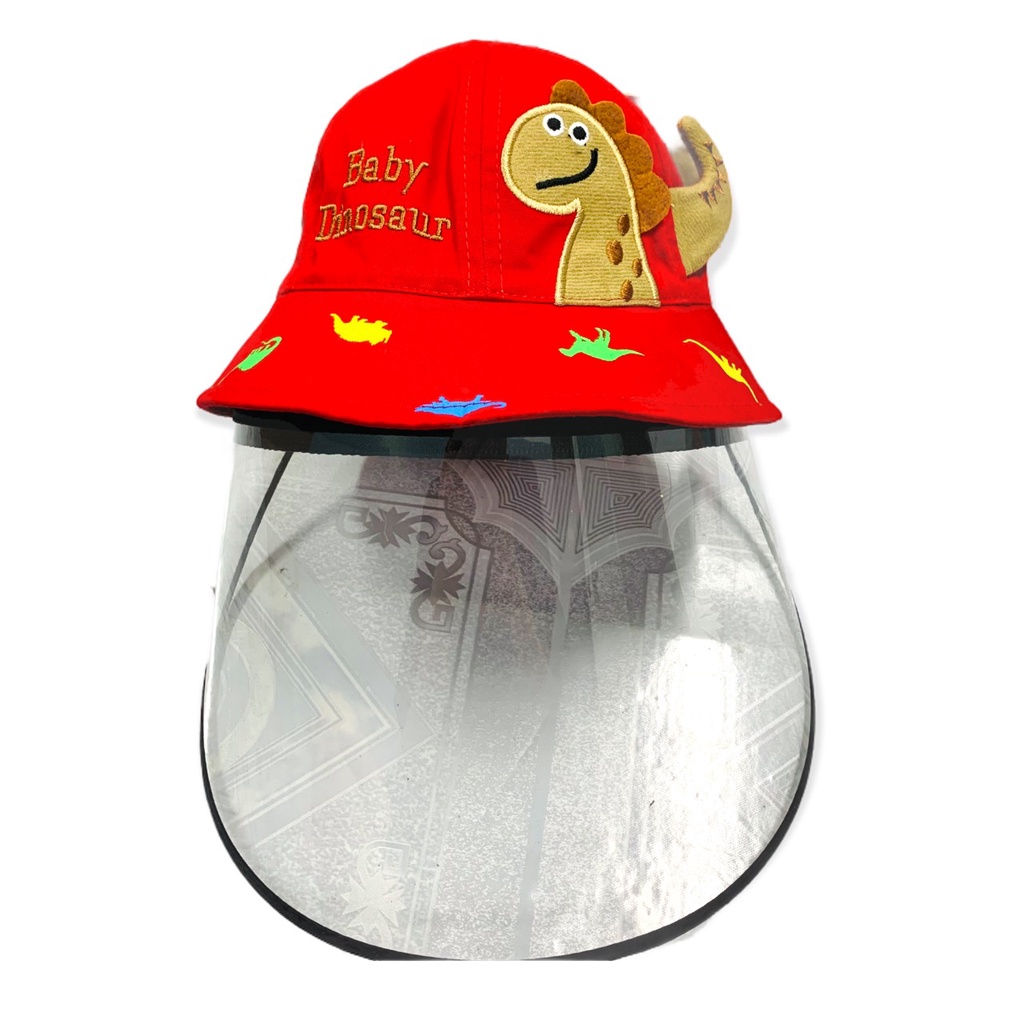 Mũ Bucket Cho Bé Dưới 2 Tuổi Baby Dinosaur Có Kính Chắn Giọt Bắn, Che Bụi, Chắn Gió Chất Vải Cotton Mềm Mịn Kèm Quai Đeo