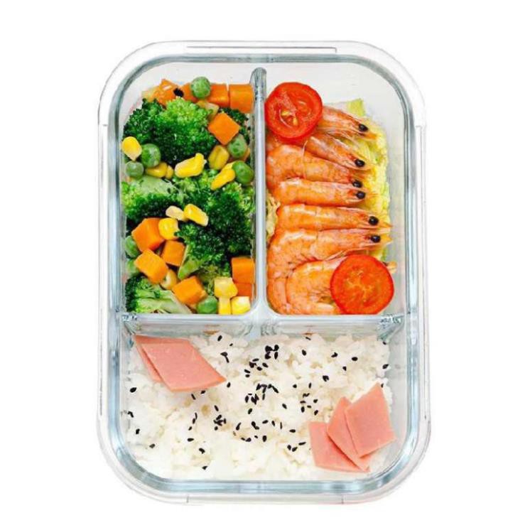 Hộp Thuỷ Tinh 3 Ngăn 1000ml Quay Lò Vi Sóng