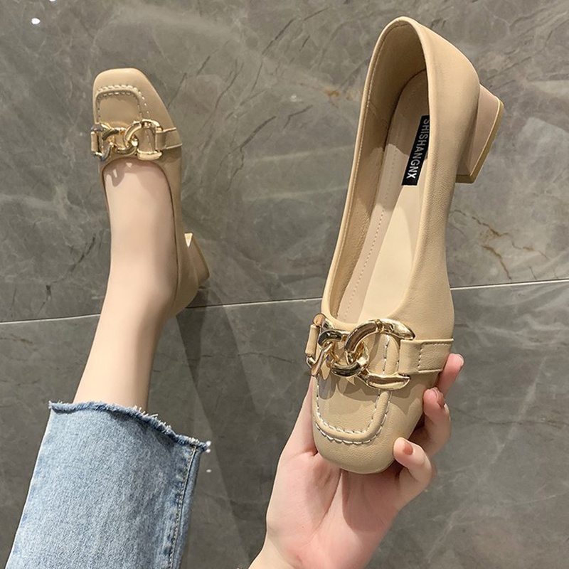 Giày búp bê IELGY mũi vuông đế thấp thời trang Hàn Quốc