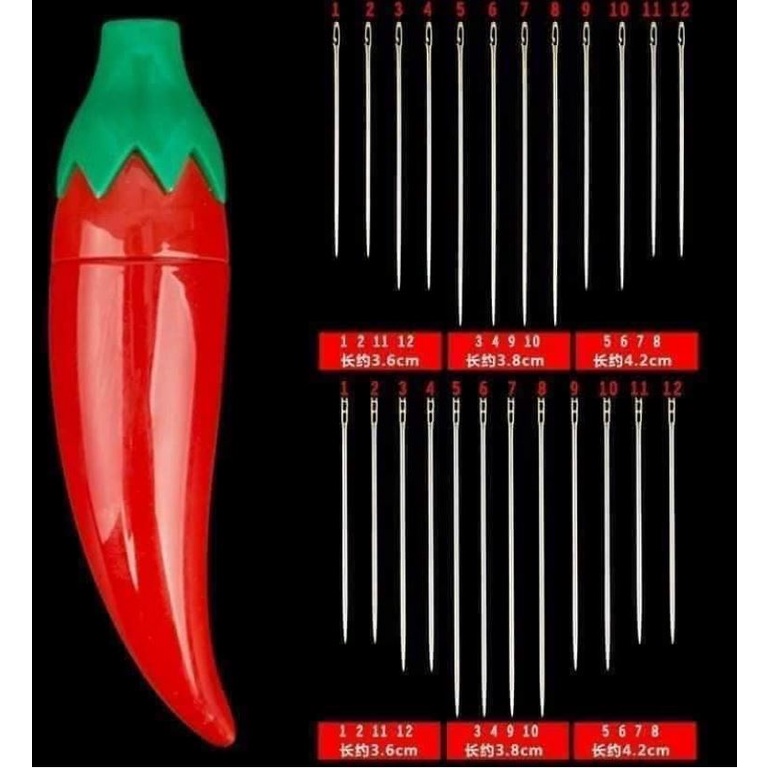 QUẢ ỚT - BỘ 12 KIM KHÂU QUẦN ÁO KHÔNG CẦN XỎ CHỈ